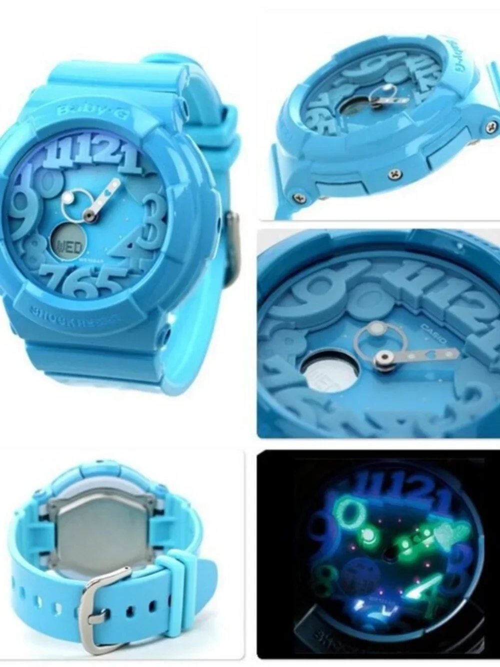Casio Baby-G BGA-130-2B Light Blue Neon Dial Watch - Pre-Owned